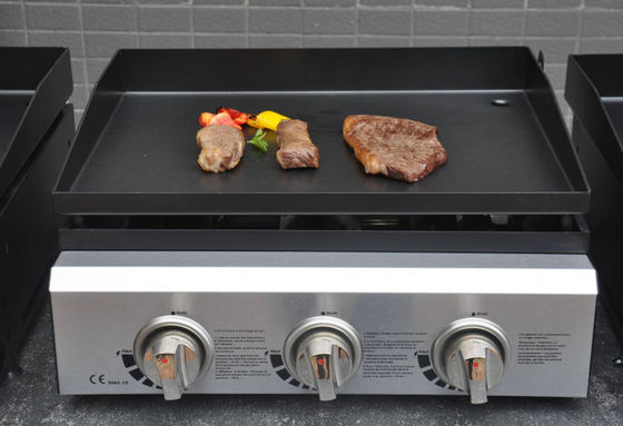 Gril extérieur portatif sans fumée 500x350mm d'acier inoxydable de 3 brûleurs