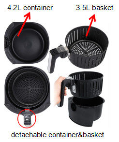 Friteuse à hautes températures à la maison d'air de 220V 1400W avec 3.5L faisant frire le panier